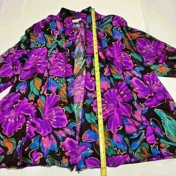 Oscar de la Renta Womens Medium Swimwear Swim Cover Up Sheer Psychedelic Vintage